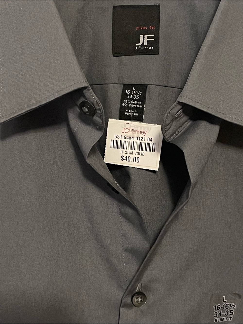 jf j.ferrar Men’s Slim Fit Dress Shirt - Charcoal Gray